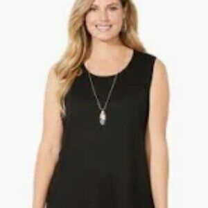 3 for $10 Laura Ashley Jet Black Stretchy Basic Scoop Neck Thick Sleeveless Tank